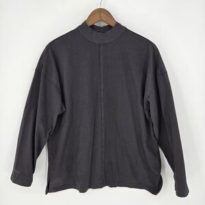 Lyra Modest Grey Cotton Long Sleeve High Neck Top Small